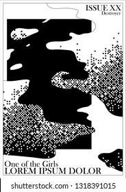 Dithering digital glitch minimal black and white background template