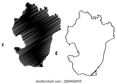 Dithmarschen district (Federal Republic of Germany, rural district, Free State of Schleswig-Holstein, Slesvig Holsten) map vector illustration, scribble sketch Dithmarschen map