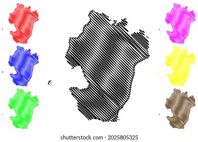 Dithmarschen district (Federal Republic of Germany, rural district, Free State of Schleswig-Holstein, Slesvig Holsten) map vector illustration, scribble sketch Dithmarschen map