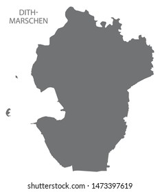 Dithmarschen grey county map of Schleswig-Holstein Germany