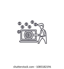 ditital business opportunity vector line icon, sign, illustration on background, editable strokes