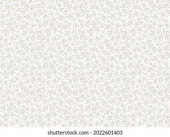 Ditsies floral pattern. Pretty flowers on white background. Printing with small beige-gray flowers. Ditsy print. Seamless vector texture. Spring bouquet.