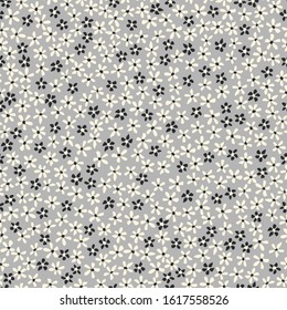 Ditsy Allover Graphic Floral Vector Seamless Pattern. Simplistic Small Hand Drawn White Daisies, Scattered Abstract Blooms on Grey Background. Minimal Stylized Flowers Print.