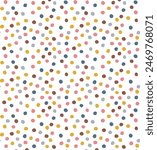 Ditsy bright confetti shapes seamless vector border pattern. Stylized paper cut out banner backgrounsd. Kawaii modern retro fun