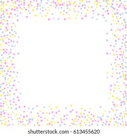 Ditsy Cute Frame with Daisy Flowers. Simple Background for Poster, Postcard, Invitation Card. Childish Design for Greeting Card