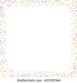 Ditsy Cute Frame with Daisy Flowers. Simple Background for Poster, Postcard, Invitation Card. Childish Design for Greeting Card
