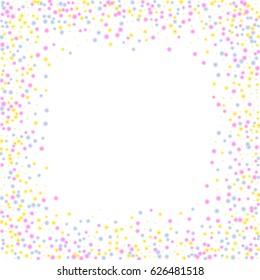 Ditsy Cute Frame with Daisy Flowers. Simple Background for Poster, Postcard, Invitation Card. Childish Design for Greeting Card