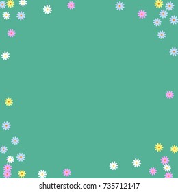 Ditsy Cute Frame with Daisy Flowers. Simple Background for Poster, Postcard, Invitation Card. Childish Design for Greeting Card
