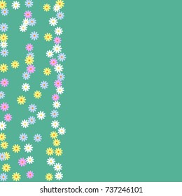 Ditsy Cute Frame with Daisy Flowers. Simple Background for Poster, Postcard, Invitation Card. Childish Design for Greeting Card