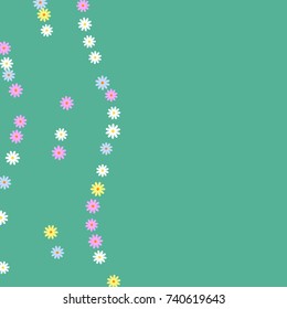 Ditsy Cute Frame with Daisy Flowers. Simple Background for Poster, Postcard, Invitation Card. Childish Design for Greeting Card