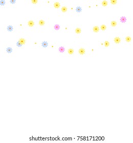 Ditsy Cute Frame with Daisy Flowers. Simple Background for Poster, Postcard, Invitation Card. Childish Design for Greeting Card