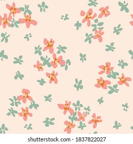 Ditsy darling blooms seamless vector pattern.