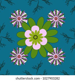 Ditsy floral background. The elegant the template for fashion prints. Vector seamless pattern. Cute pattern in small flower. Small green, black and blue flowers.