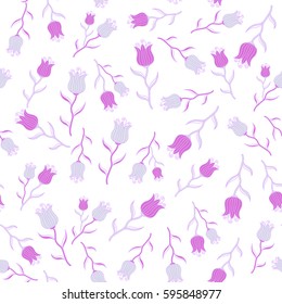 Ditsy floral background. The elegant the template for fashion prints. Vector cute pattern in small flower. Seamless pattern with small flowers in violet and gray colors on a white.