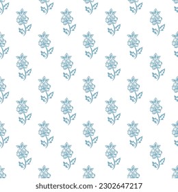 DITSY FLORAL FLOWER BLOCK PRINT REPEAT PATTERN VECTOR BOHEMIAN FLOWER SMALL FLOWER