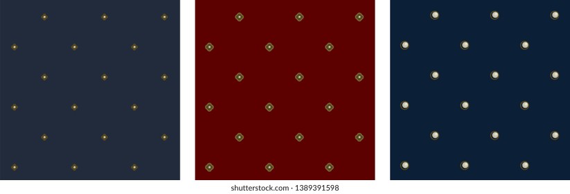 Ditsy floral motif gemstone beads pattern polka dot style continuous background. Simple geometric tiny jewelry flowers fabric design. Apparel textile swatch, ladies dress all over print block.