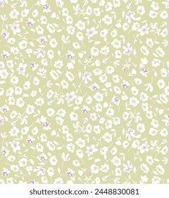 ditsy floral pattern, seamless, floral, flowers, ditsy flowers and dots seamless repeat pattern set. Bundle of vector millefleurs all over surface prints.
