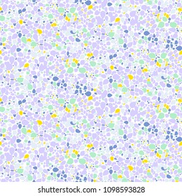 Ditsy floral pattern with small colorful leaves on pastel pink and violet background. Seamless terrazzo vector texture for print, spring summer fashion, textile design, home decor, flower shop website