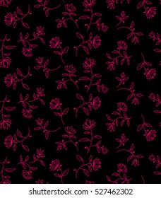 Ditsy floral pattern with small flowers on black background