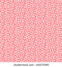 Ditsy floral pattern with small white tulips on tropical pink background. Seamless vector texture for print, spring summer fashion, textile design, fabric, home decor, flower shop website, wallpaper