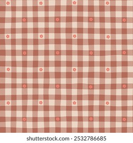 Ditsy floral Plaid Gingham,Plaid pattern, Gingham seamless pattern, check textile. Fabric seamless with small flower. Seamless Gingham, Tartan Plaid texture, Pattern for, table cloth, fabric, decor