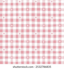 Ditsy floral Plaid Gingham, padrão xadrez, Gingham padrão sem costura, verificar têxtil. Tecido sem costura com flor pequena. Gingham sem costura, Tartan xadrez textura, Padrão para, toalha de mesa, tecido, decoração