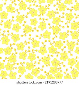 ditsy floral print. cherry blossom seamless pattern. yellow jasmine flowers background. good for dress, fashion, fabric.