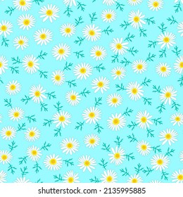ditsy floral seamless pattern. blue background. good for fabric, summer spring dress, fashion print, textile, etc.