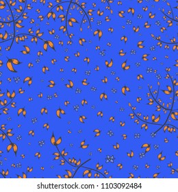 Ditsy floral seamless pattern with cute small Flowers and leaves. Bright endless texture  for any type of surfaces 