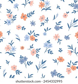 Motif harmonieux floral. Ensemble de fleurs de marguerite d'été sur fond blanc. Dessin moderne simple et plat. Texture florale harmonieuse pour le textile et le design de mode. Impression botanique printanière