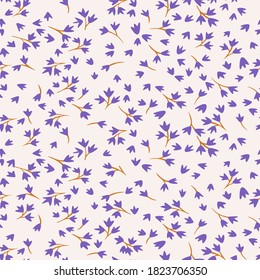 Ditsy floral seamless pattern. Simple meadow wild flowers isolated. Flat drawing. Small daisies in cartoon style. Spring nature botanical background. Fashion design for fabric and textile.
