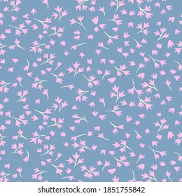 Patrón sin costuras florales. Sencilla pradera de flores silvestres aisladas. Dibujo plano. Pequeñas margaritas al estilo de las caricaturas. Fondo botánico de la naturaleza de primavera. Diseño de moda para tejidos y textiles.
