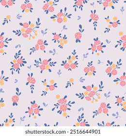 Ditsy padrão floral sem costura. Fundo pequeno pequeno do padrão da flor. Repita o padrão. Uma impressão bonita. Estilo Liberty. Concepção da superfície. Ditsy floral para impressão de moda, textura, tecido, envoltório, decoração