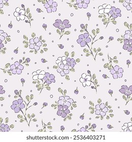 Ditsy floral seamless pattern. Small little flower pattern background. Repeat pattern. Ditsy print. Liberty style. Botanic surface design. Ditsy floral for fashion, texture, fabric, wrapping, decor