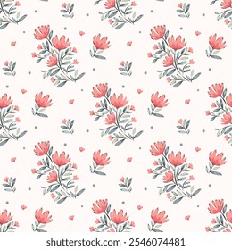 Ditsy floral seamless pattern. Small little flower pattern background. Repeat pattern. Ditsy print. Liberty style. Botanic surface design. Ditsy floral for fashion, texture, fabric, wrapping, decor