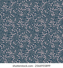 Ditsy floral seamless pattern. Small little flower pattern background. Repeat pattern. Ditsy print. Liberty style. Botanic surface design. Ditsy floral for fashion, texture, fabric, wrapping, decor