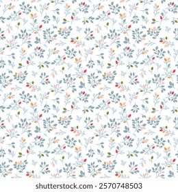 Ditsy floral seamless pattern. Small little flower pattern background. Repeat pattern. Ditsy print. Liberty style. Botanic surface design. Ditsy floral for fashion, texture, fabric, wrapping, decor
