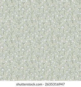 Ditsy floral seamless pattern. Small little flower pattern background. Repeat pattern. Ditsy print. Liberty style. Botanic surface design. Ditsy floral for fashion, texture, fabric, wrapping, decor