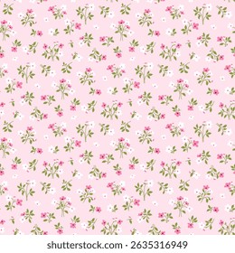 Ditsy floral seamless pattern. Small little flower pattern background. Repeat pattern. Ditsy print. Liberty style. Botanic surface design. Ditsy floral for fashion, texture, fabric, wrapping, decor