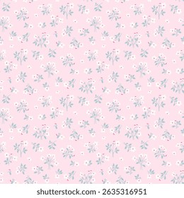 Ditsy floral seamless pattern. Small little flower pattern background. Repeat pattern. Ditsy print. Liberty style. Botanic surface design. Ditsy floral for fashion, texture, fabric, wrapping, decor