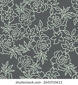 Ditsy floral seamless pattern. Small little flower pattern background. Repeat pattern. Ditsy print. Liberty style. Botanic surface design. Ditsy floral for fashion, texture, fabric, wallpaper, decor