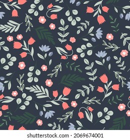 Ditsy floral seamless pattern vector digital background. Flower Digital paper for fabric, wrapping paper, textile, wallpaper.