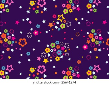 Ditsy Floral with stars seamless background