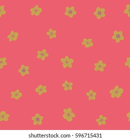 Ditsy floral style. The elegant the template for fashion prints. Cute seamless pattern in small flower on a pink background. Vector illustration.