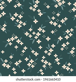 Ditsy Floral Vector Seamless Pattern. Bohemian Flower Print. Tiny Calico Folksy Bloom Decorative Background