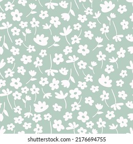 Ditsy floral vintage seamless pattern. Cute fashion print with small hand drawn flowers. Retro botanical vector background