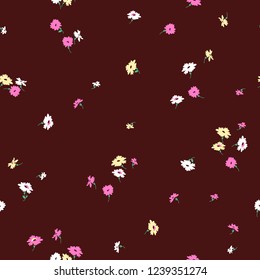 Ditsy Florals In Red Background Seeamless Pattern For Tshirt Graphic Vector Print