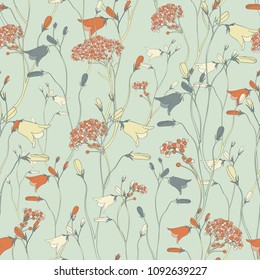 Ditsy Flower Bright Seamless Vector Pattern