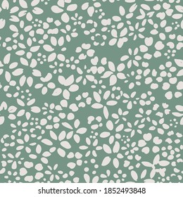 Ditsy flower seamless pattern. Simple floral texture. Flower silhouettes. Small meadow plants. Summer botanical background. For fabric and texture,