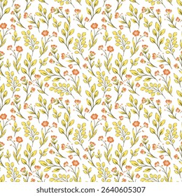 Ditsy Flowers Arrangements Vector Seamless Pattern